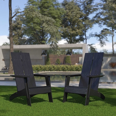 Flash Furniture Black Modern 2 Slat Back Adirondack Chairs, PK2 2-JJ-C14509-BK-GG